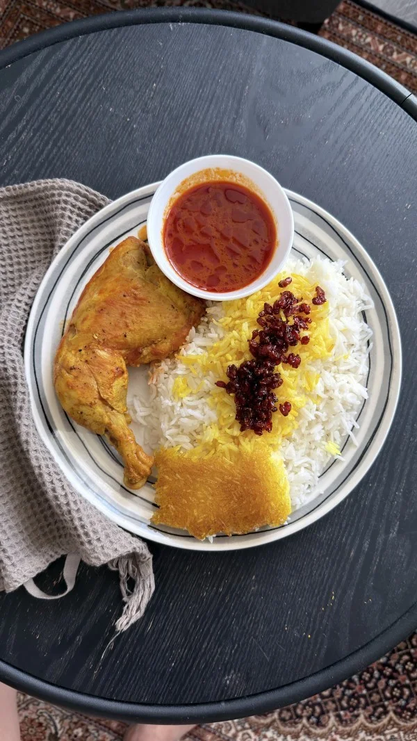 Zereshk Polo with Chicken Leg
